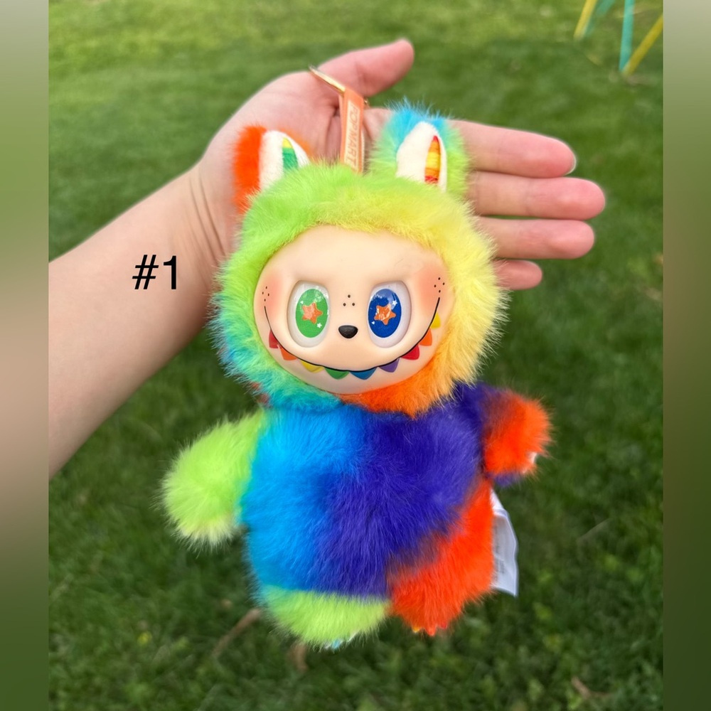 Rainbow Labubu Furry Monster Plush Keychain. Stuffed Animal Toy Plush.Great Gift